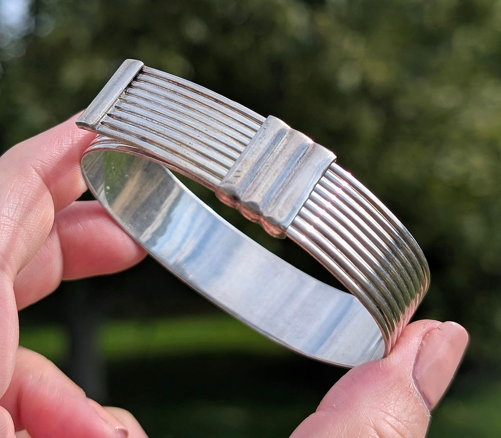 Thumbnail: large sterling silver buckle bracelet from 1980s