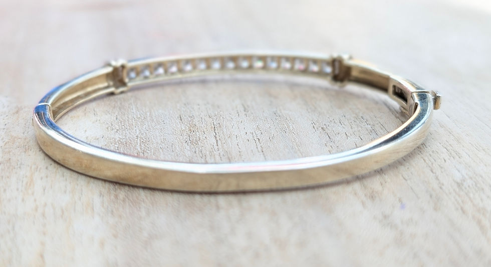 Thumbnail: Vintage Sparkly Gold Plated Sterling Silver Hinged Bangle