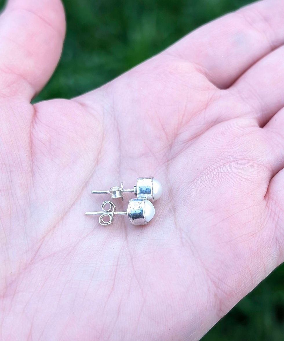 Thumbnail: Silver Cultured Pearl Stud Earrings