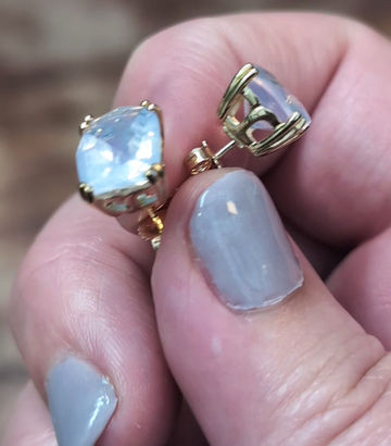 Thumbnail: Fancy Cut Rose Quartz 9ct Gold Stud Earrings