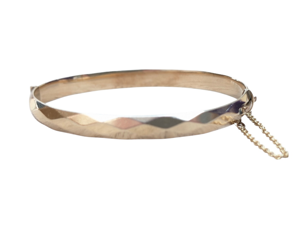 Thumbnail: Vintage 9ct Rolled Yellow Gold Faceted Bangle