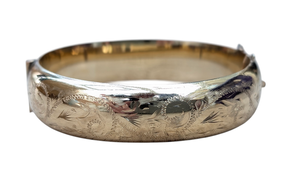 Vintage Engraved rolled yellow gold 1950s bangle