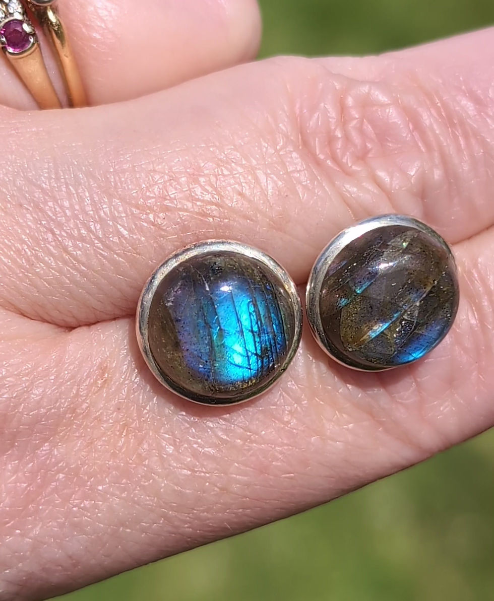 Thumbnail: Labradorite Silver Stud Earrings