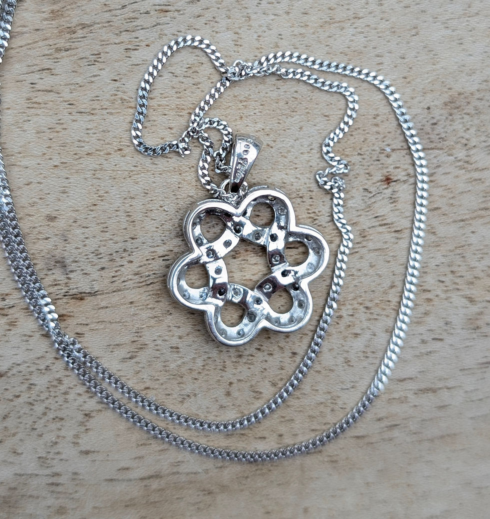 Thumbnail: Exquisite 18ct White Gold & 0.54ct Diamond Interlocking Flower Pendant Necklace