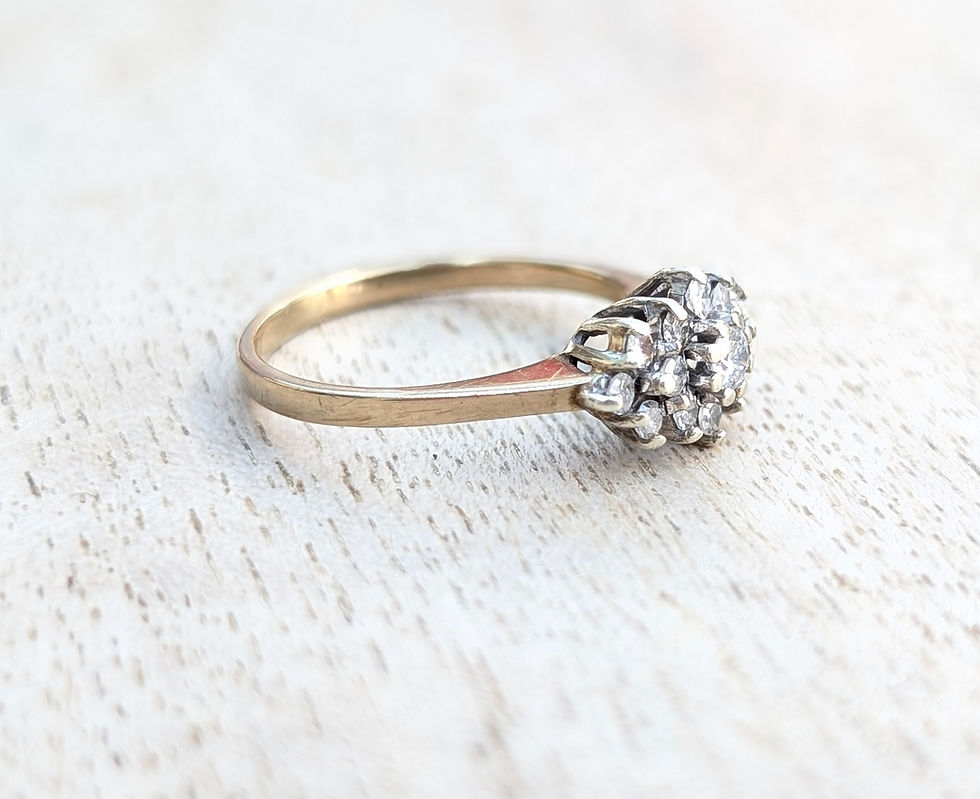 Thumbnail: Vintage 9ct Gold Diamond Cluster Ring