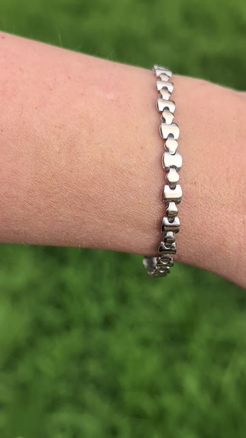 Thumbnail: Vintage 9ct White Gold Fancy Link Bracelet