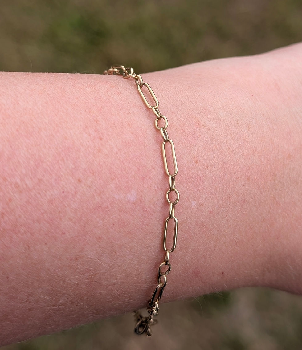Thumbnail: antique trombone link 9ct yellow gold bracelet