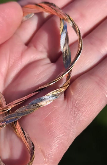 Thumbnail: Vintage 1980s Tricolour 9ct Gold flat twist Necklace