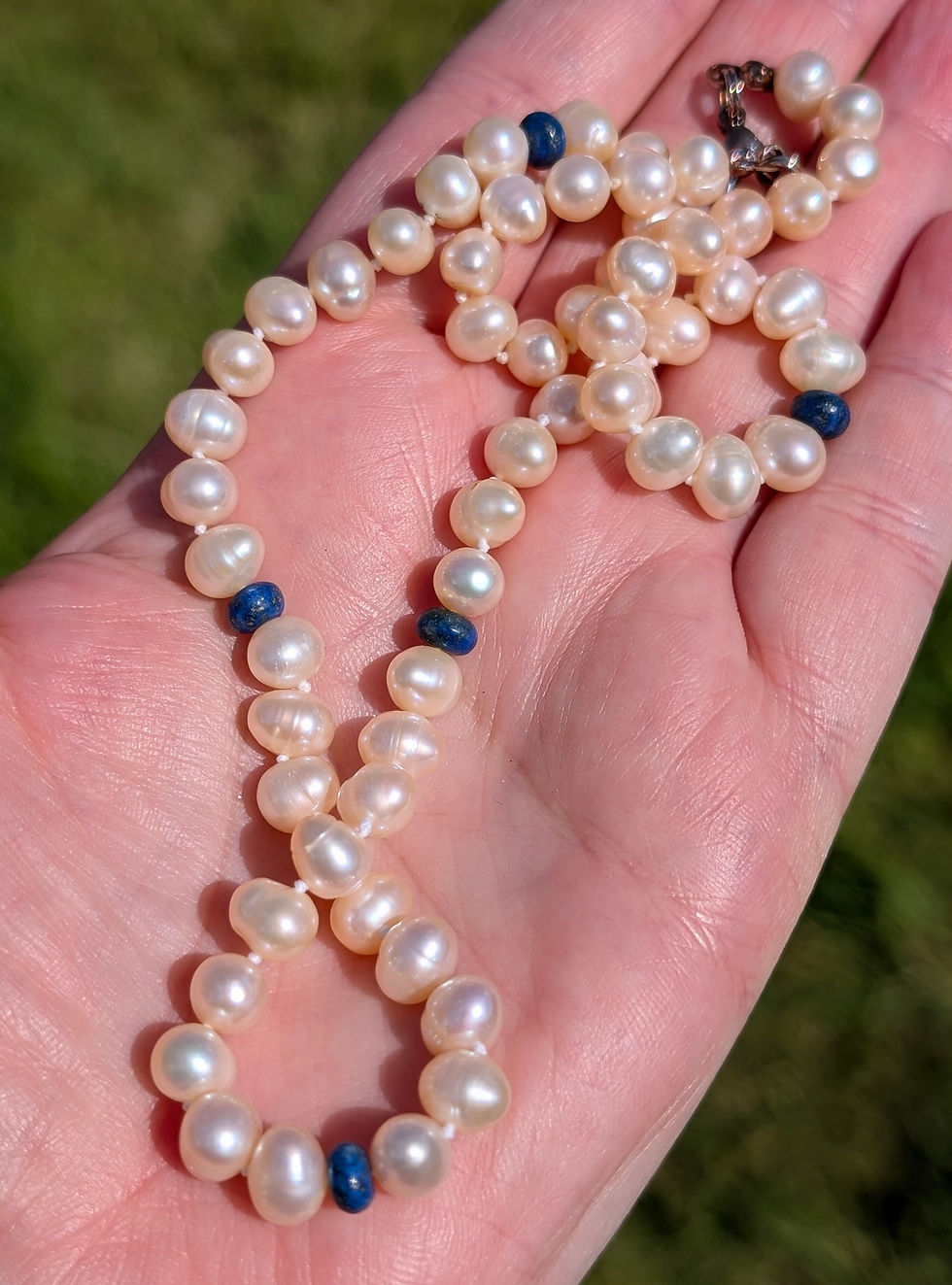 Vintage Cultured Pearl & Lapis Lazuli Necklace