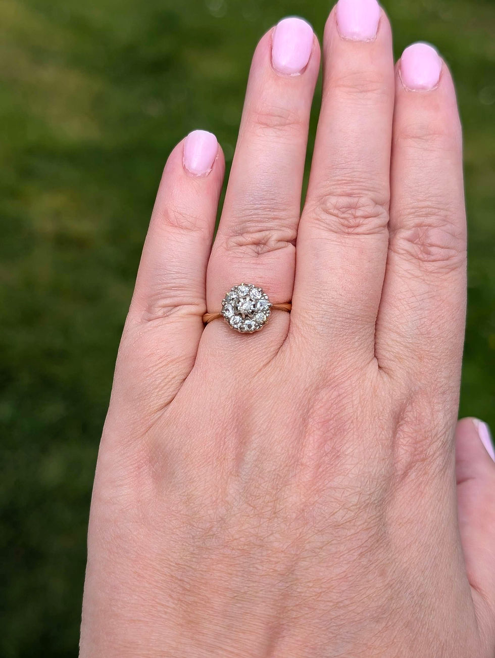 Thumbnail: Victorian 18ct Yellow Gold Old Cut Diamond Cluster Ring