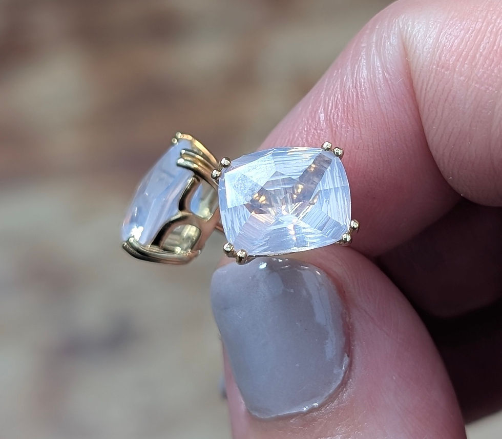 Thumbnail: Fancy Cut Rose Quartz 9ct Gold Stud Earrings