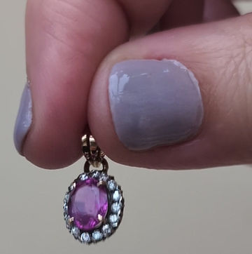 Thumbnail: Edwardian Synthetic Pink Sapphire & Diamond Pendant 