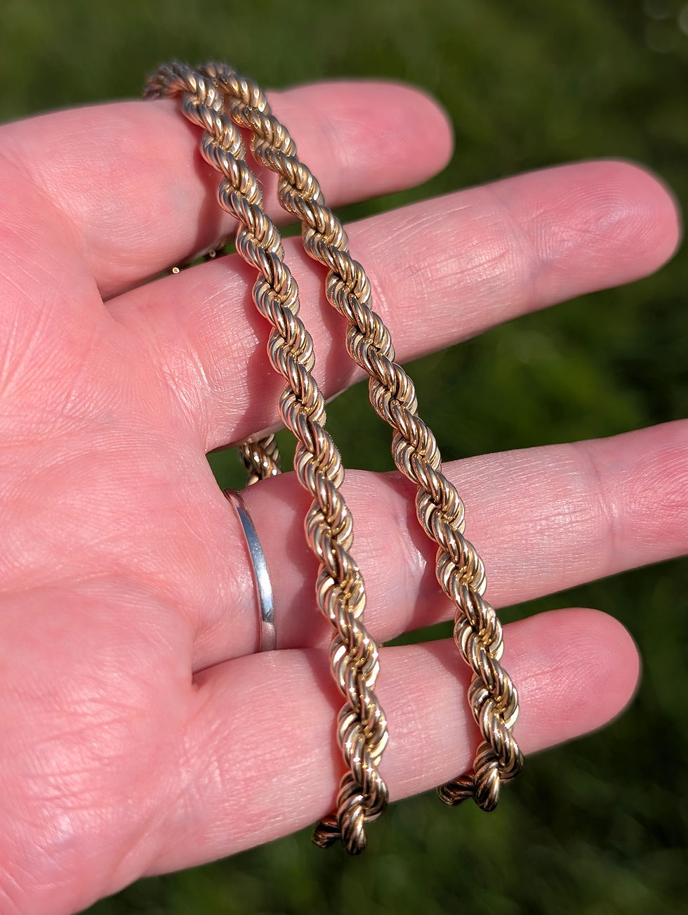 Thumbnail: Vintage large rope chain necklace in yellow gold