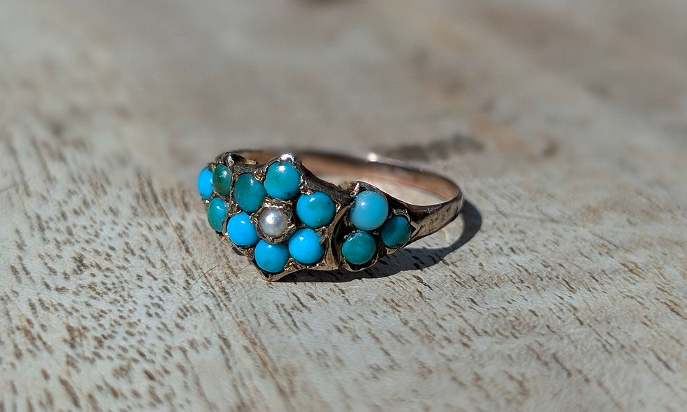 Thumbnail: Victorian Turquoise & Pearl 'forget-me-not' Locket ring