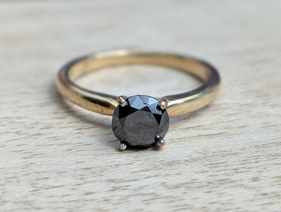 Thumbnail: Contemporary Black Diamond Solitaire 9ct Gold Ring