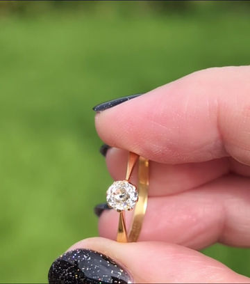 Thumbnail: beautiful old cut diamond yellow gold ring