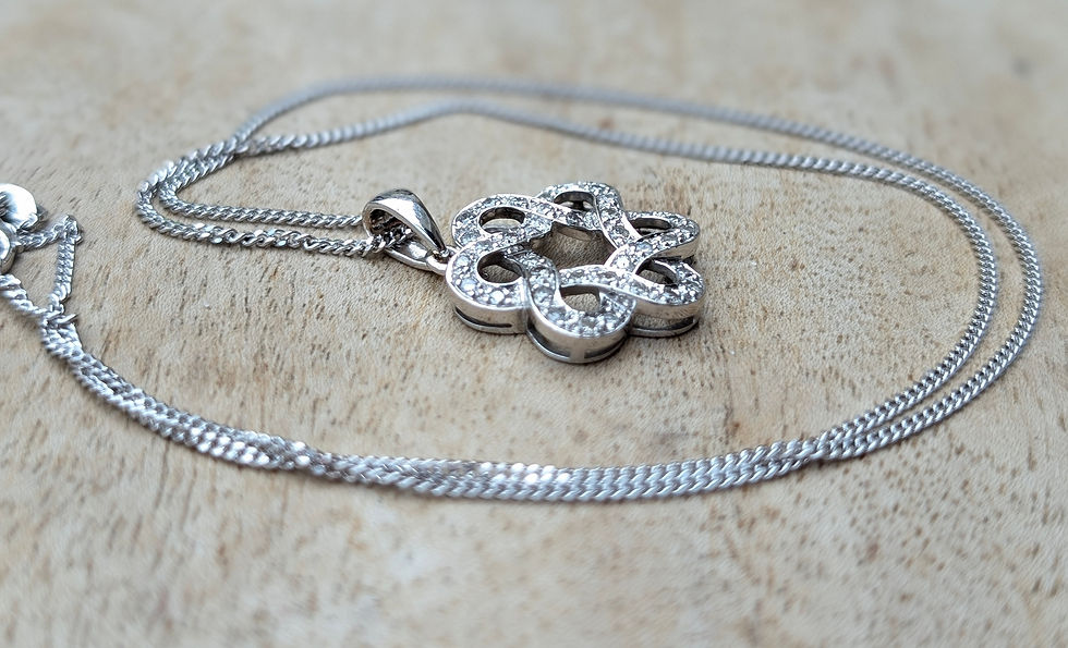 Thumbnail: Exquisite 18ct White Gold & 0.54ct Diamond Interlocking Flower Pendant Necklace