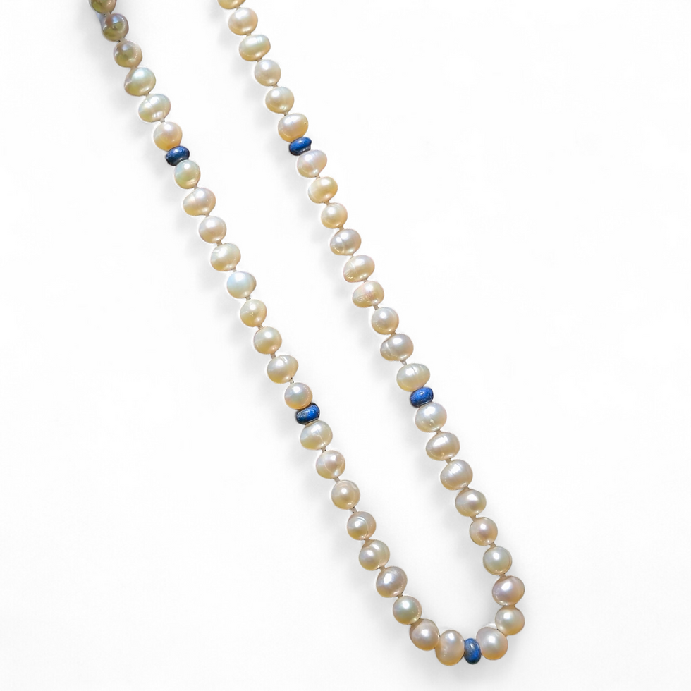 Vintage Cultured Pearl & Lapis Lazuli Necklace
