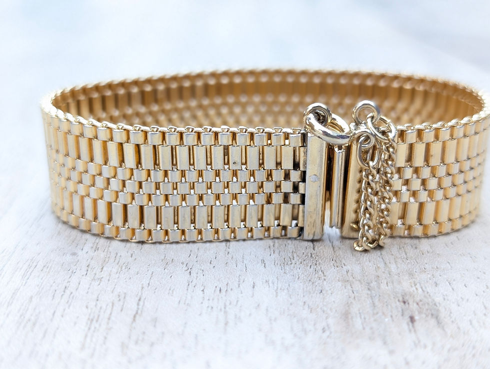 Thumbnail: Vintage Wide Woven Gold Plated Bracelet