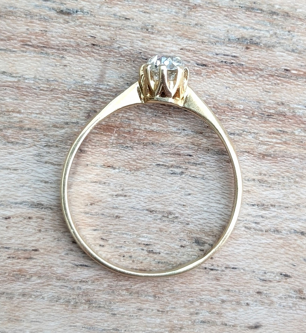 Thumbnail: beautiful old cut diamond yellow gold ring
