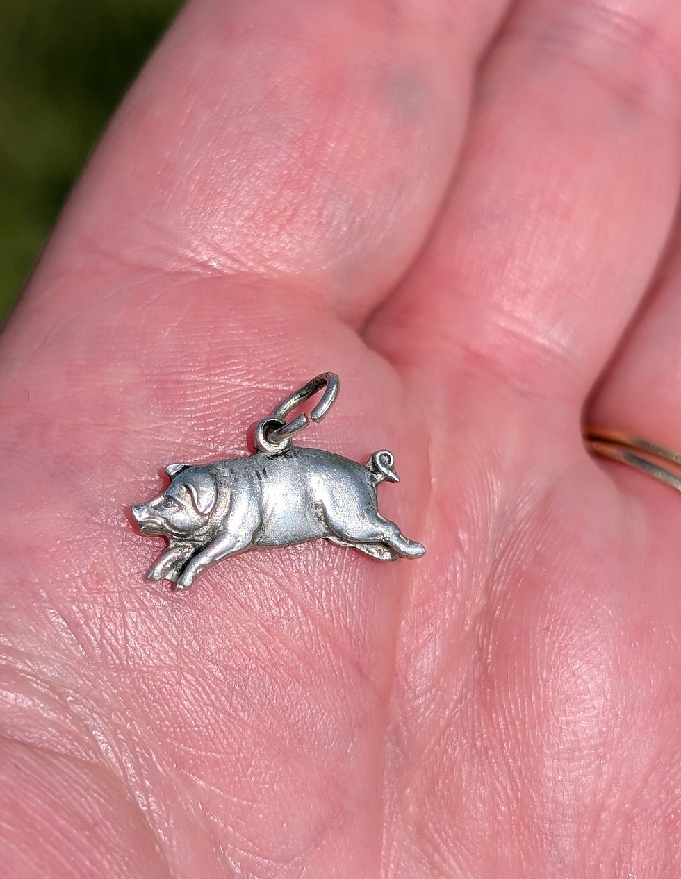 Thumbnail: Antique Silver Pig Charm