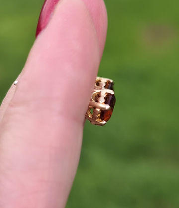 Thumbnail: 1970s large round faceted burnt orange citrine earrings, set in yellow gold