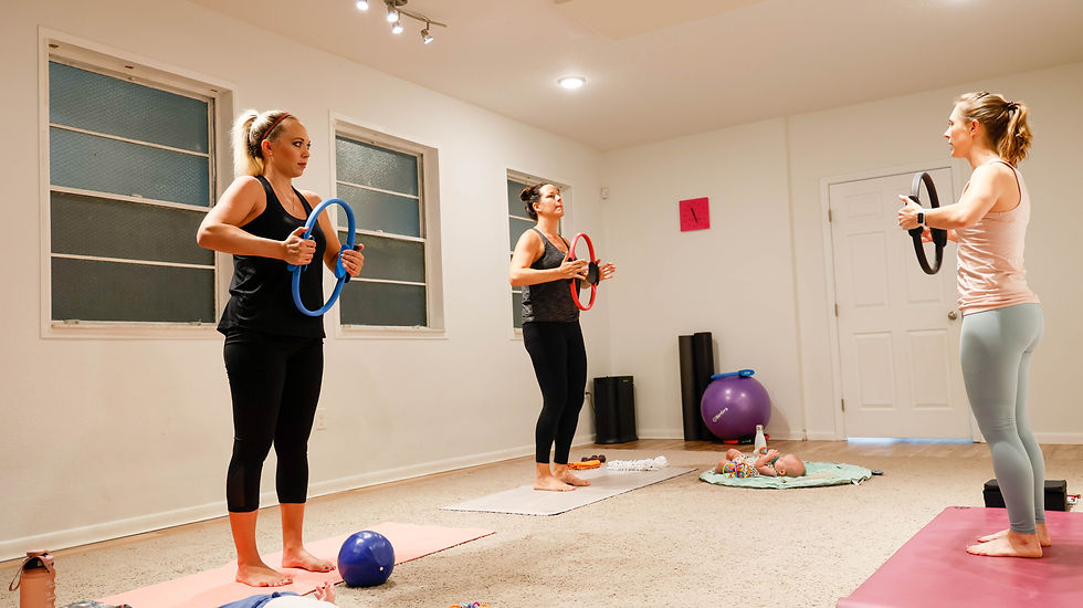 Postnatal mat class with babies