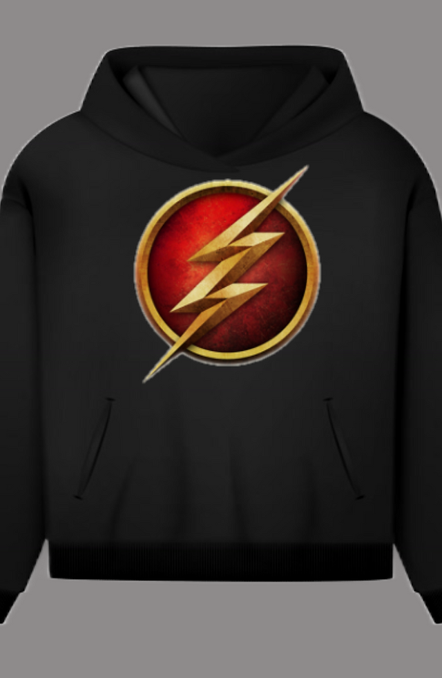 Black hoodie with custom logo design on the front