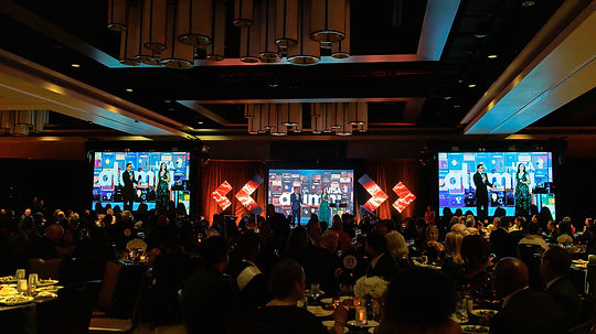 Custom Stage Design, Drape, Ambiance lighting, LED Screens and Custom lighting for UTSA Alumni's 2025 "Born To Run" Gala