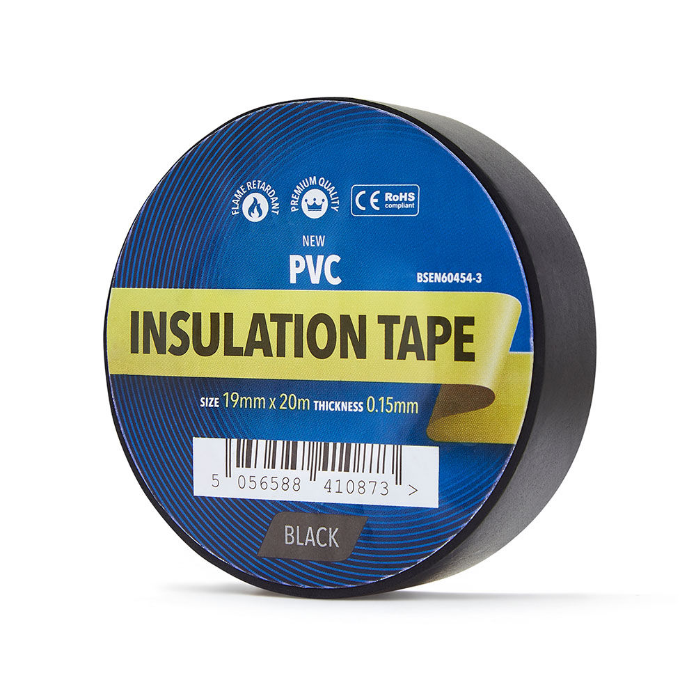 19mm x 20m Black PVC Insulation Tape - 1 Roll