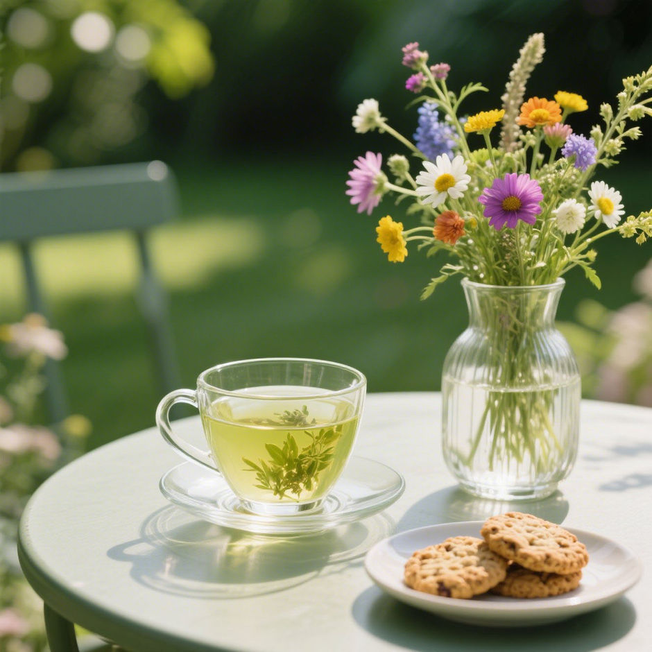 a cup of herbal tea on the table