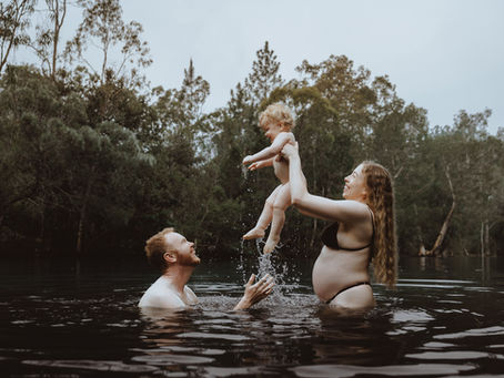Rockhampton maternity and family photographer capturing relaxed outdoor sessions in Byfield. Honest, moody images that feel natural and connected.