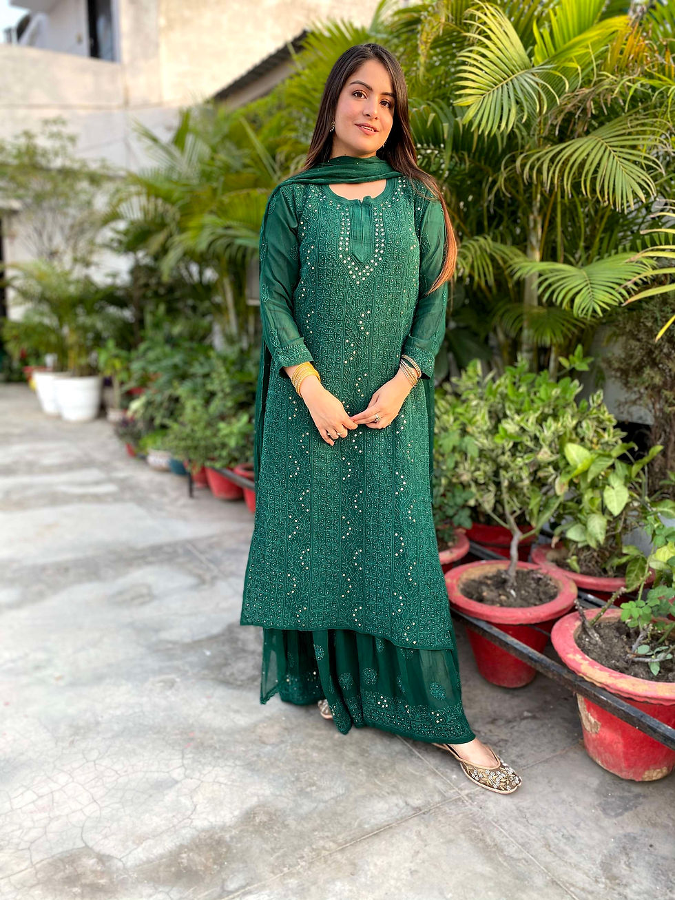 Thumbnail: Kulsum Muqaish front jaal chikankari set 