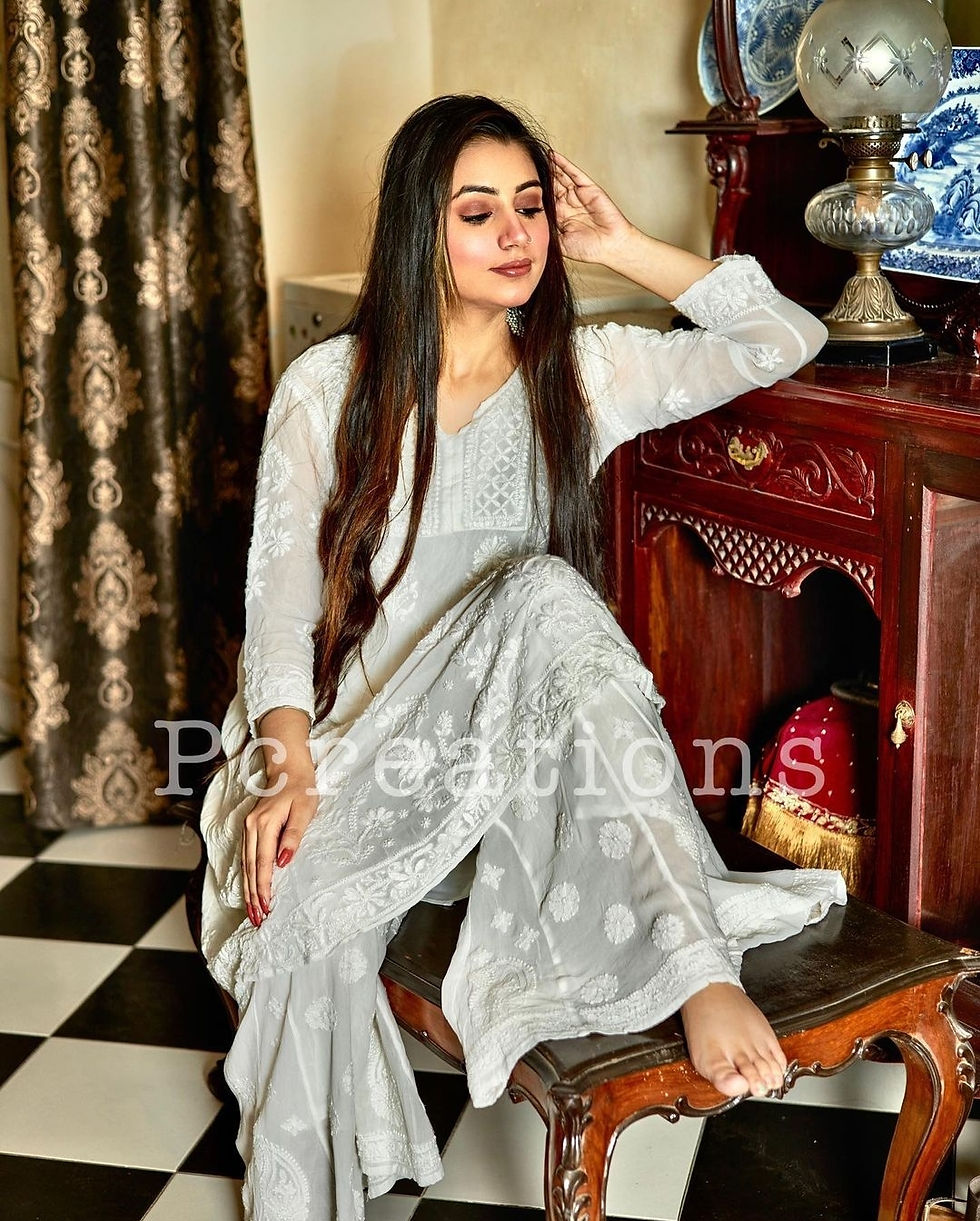 Thumbnail: Exquisite Royal chikankari  Pure set 