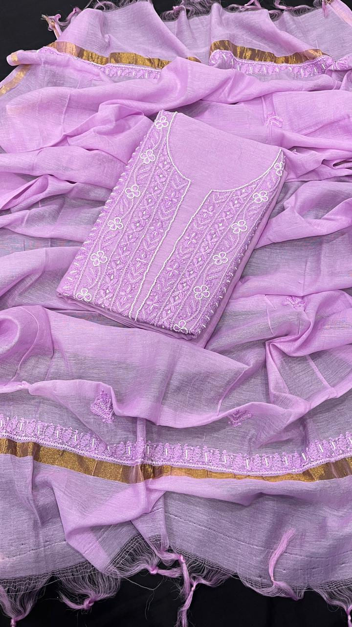 Mul chanderi kurta dupatta set