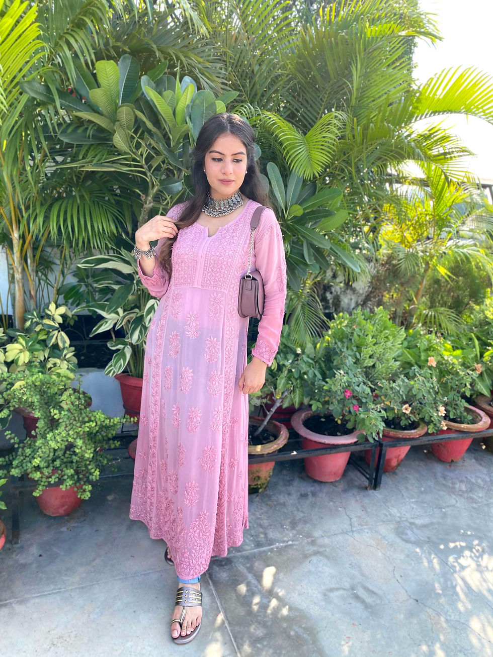 Thumbnail: Viscose  chikankari gown