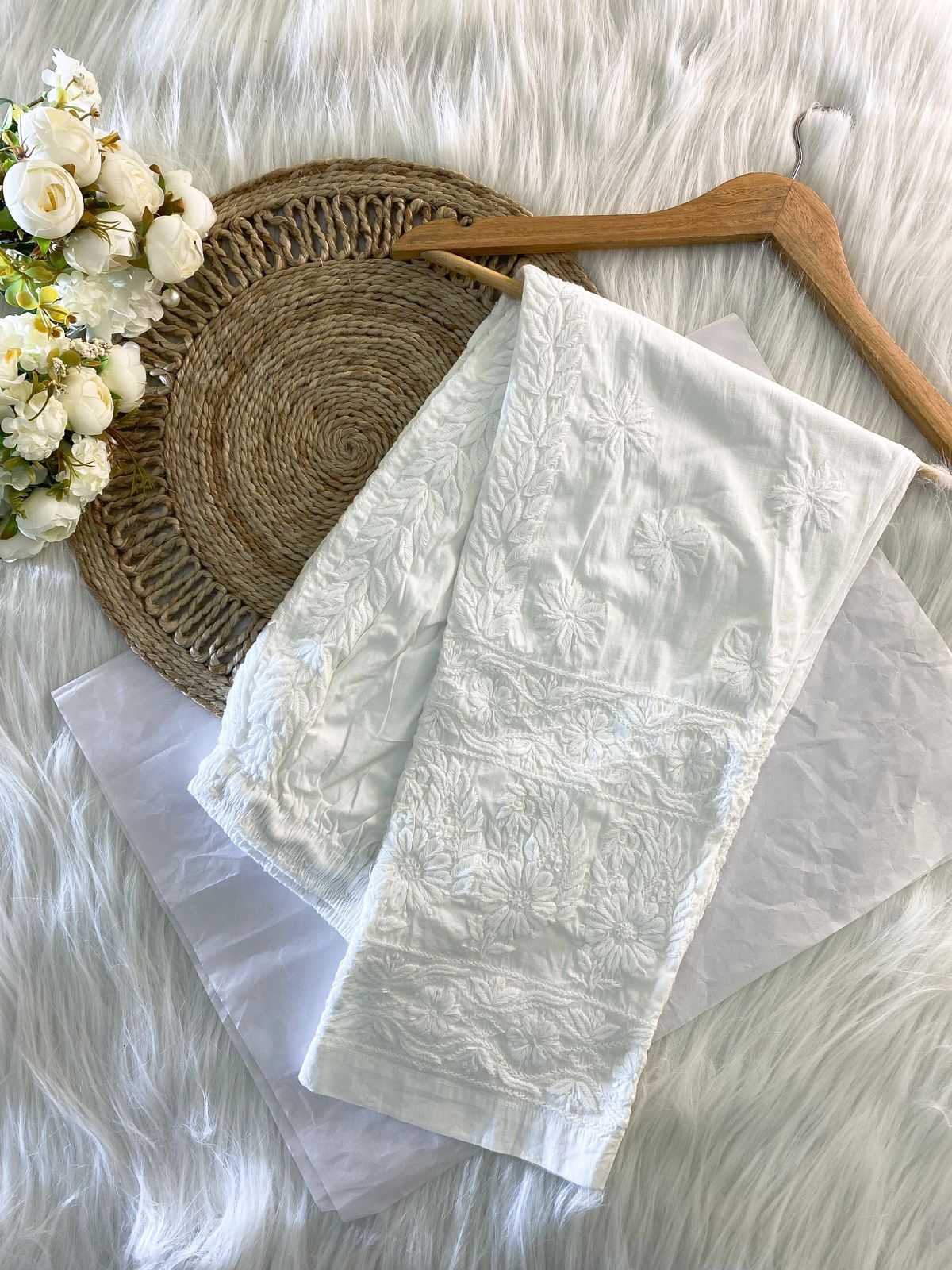 Heavy Embroidery plus size chikan pant 