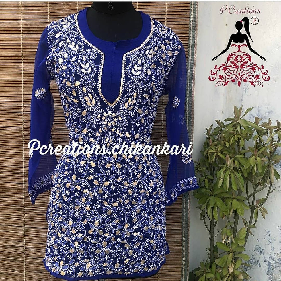 Thumbnail: Georgette gota patti top