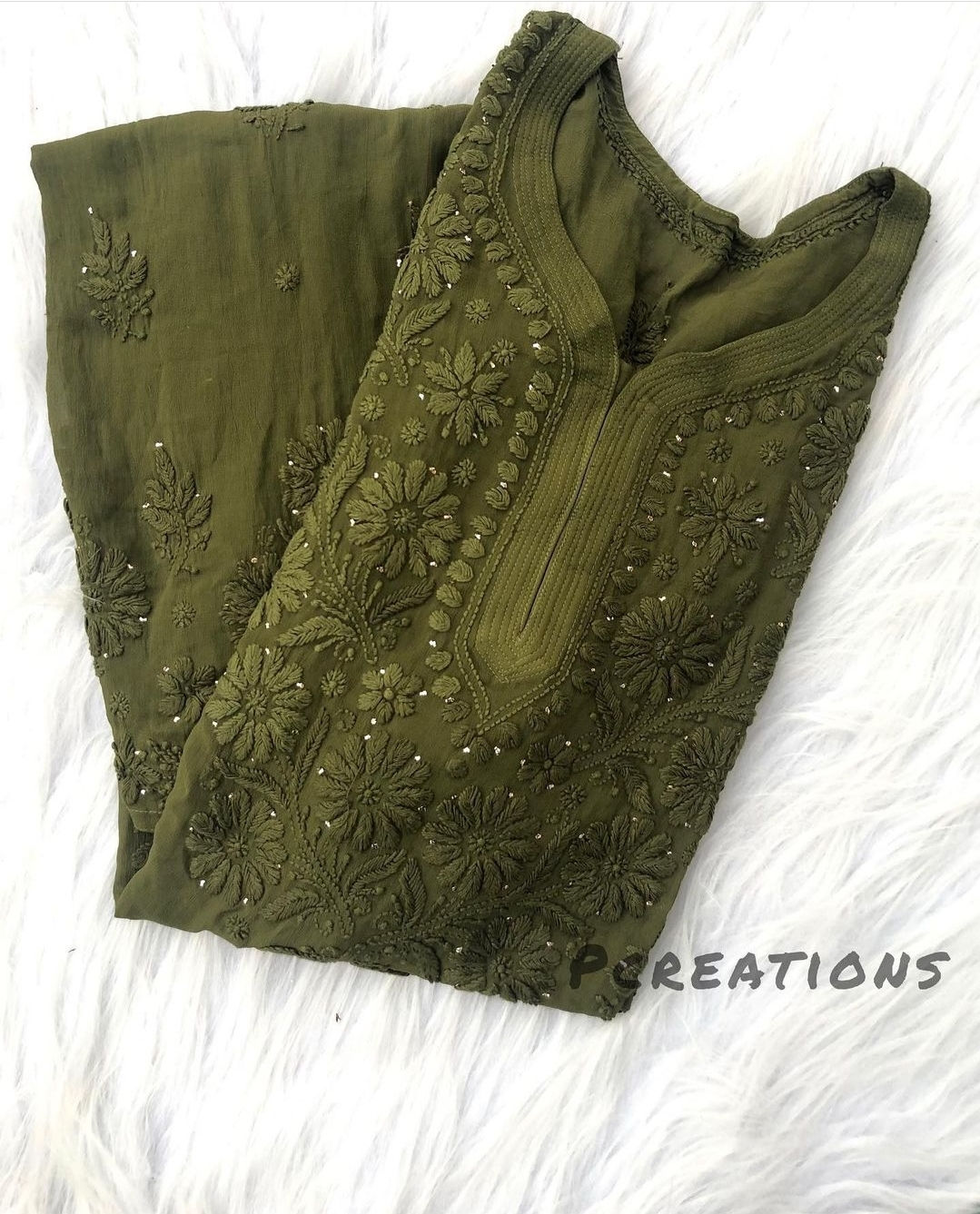 Viscose chikan muqaish dyeable kurta 