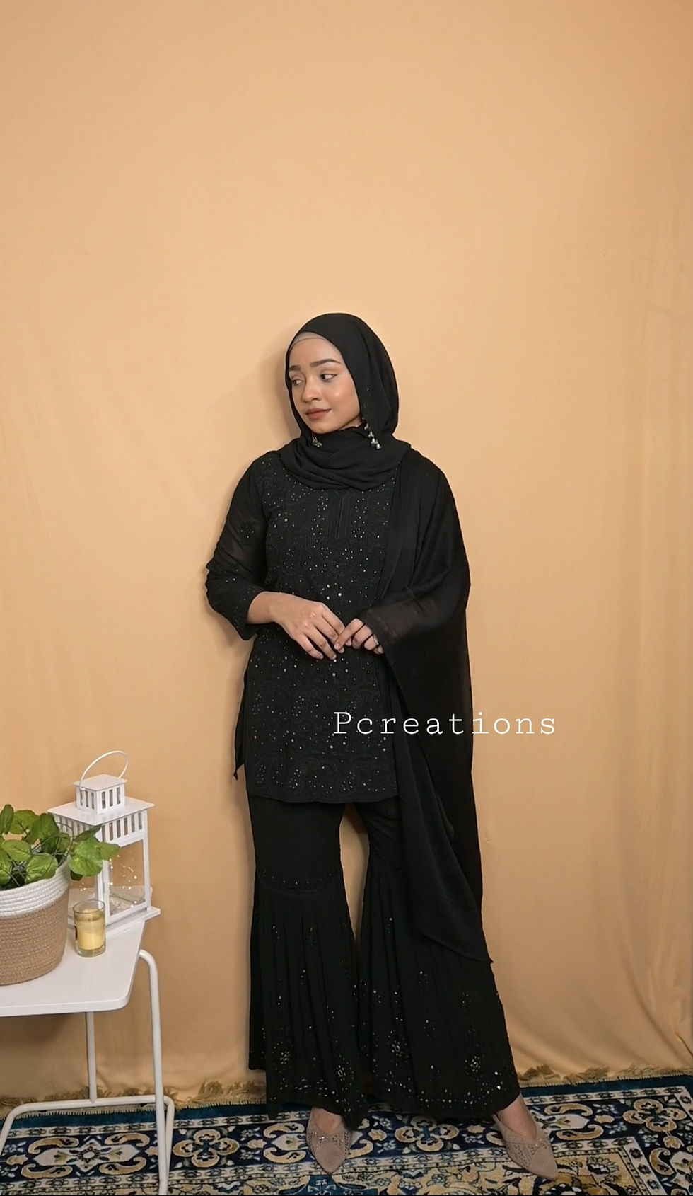 Thumbnail: Sarah khan black top sharara dupatta set