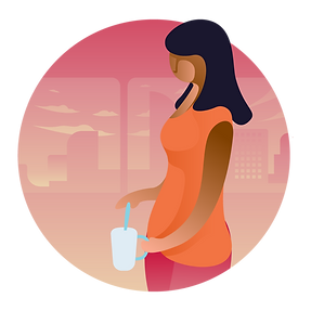Illustration of a woman of color with a water bottle