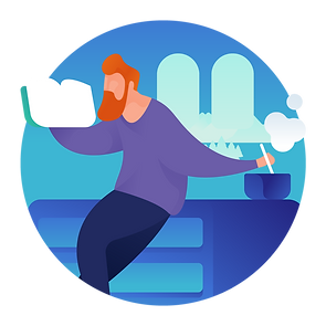 Illustration of a man reading
