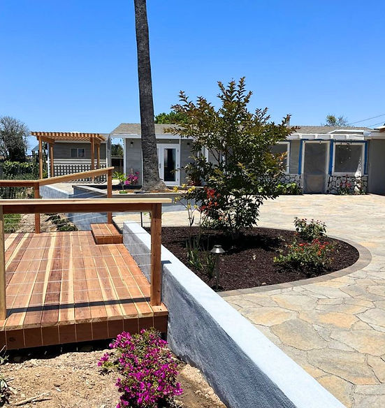 Project Nava Cedar Deck, Concrete Planters & Wood Ramada