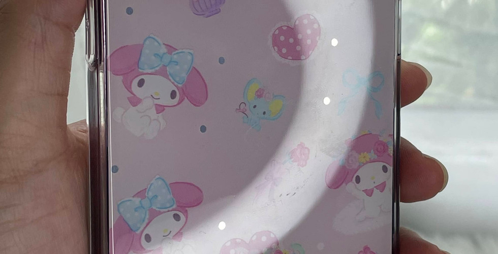เคส My Melody เคสไอโฟนน่ารัก เคสกันกระแทกรอบด้าน iPhone 15 Pro Max มีเอฟเฟคสะท้อนแสง