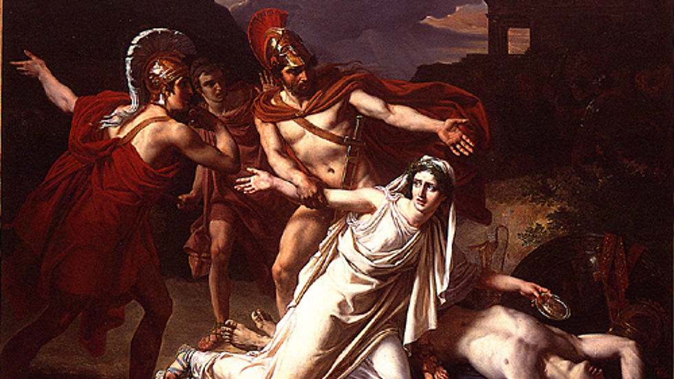 Sophocles' Antigone: Antigone with Polynice's Body. Sebastien Norblin, 1825 CE, Paris,