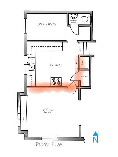 Demo Plan for Removing Kitchen/Dining Room Wall - Interior Design Lansing Michigan