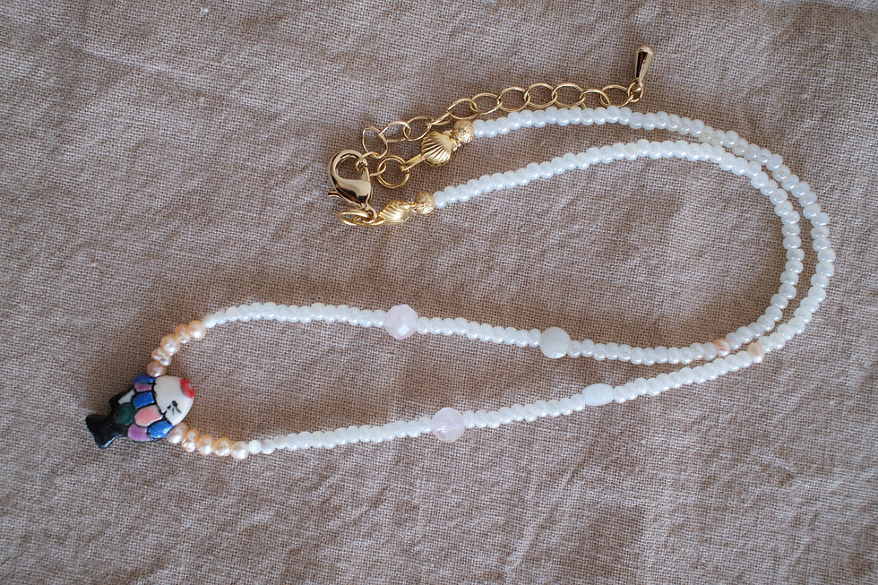 Miniatúra: Handcrafted necklace FISH and pearls