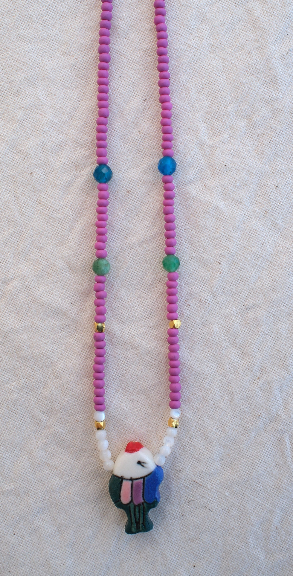 Miniatúra: Handcrafted Necklace {FISH/purple beads}