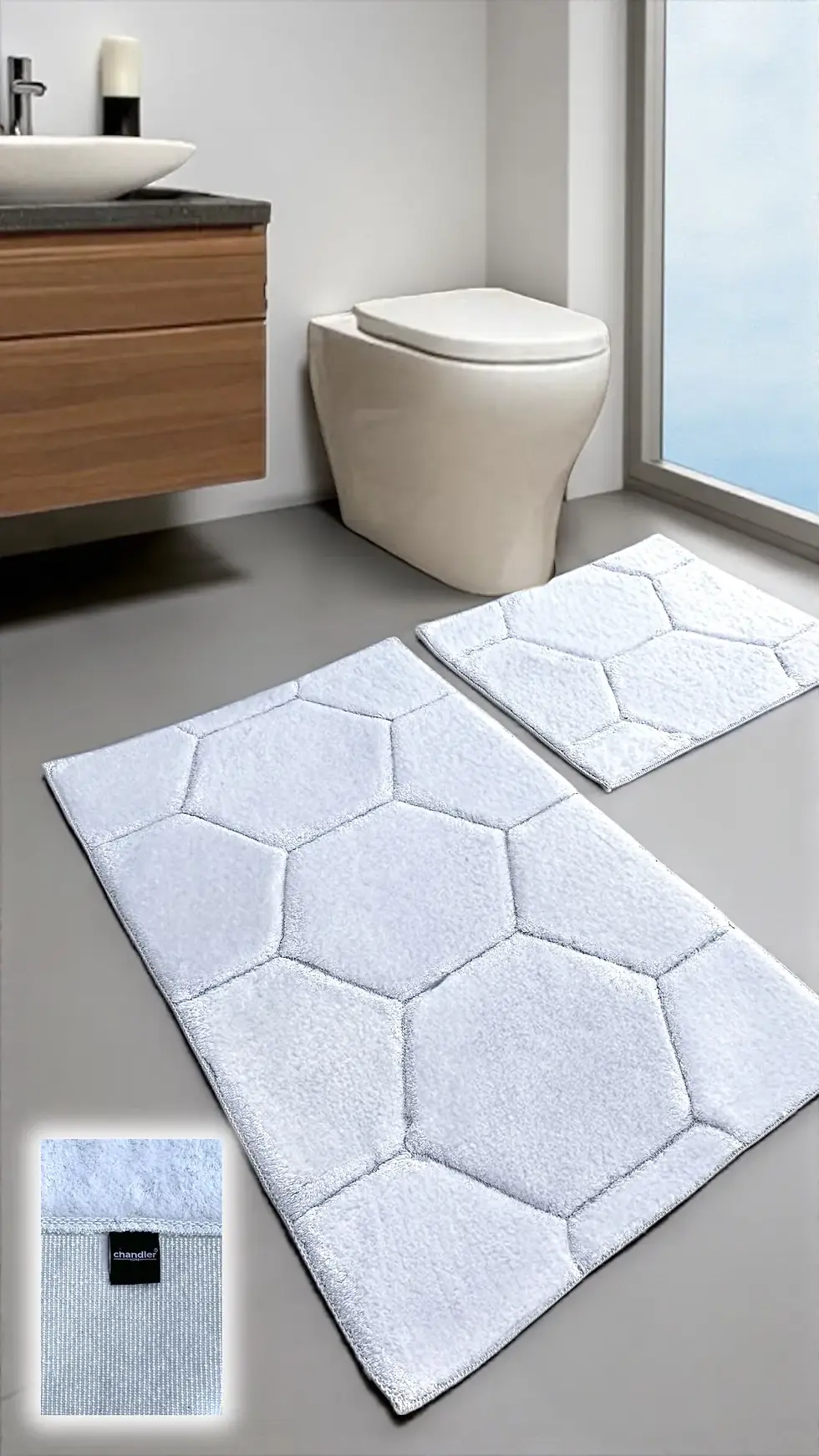 Thumbnail: Göksu Pamuklu Banyo Paspası Takımı – 2’li Dokuma Tabanlı, Yumuşak Dokulu Tasarım