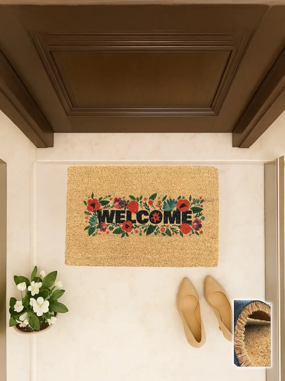 Velkomstkrans 40x60 cm, Çelenk Desenli Kapı Önü Koko Paspası